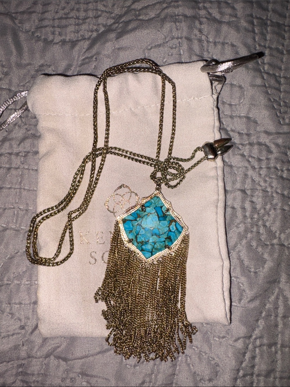 Kendra Scott Turquoise Stone Tassel Pendant Necklace
